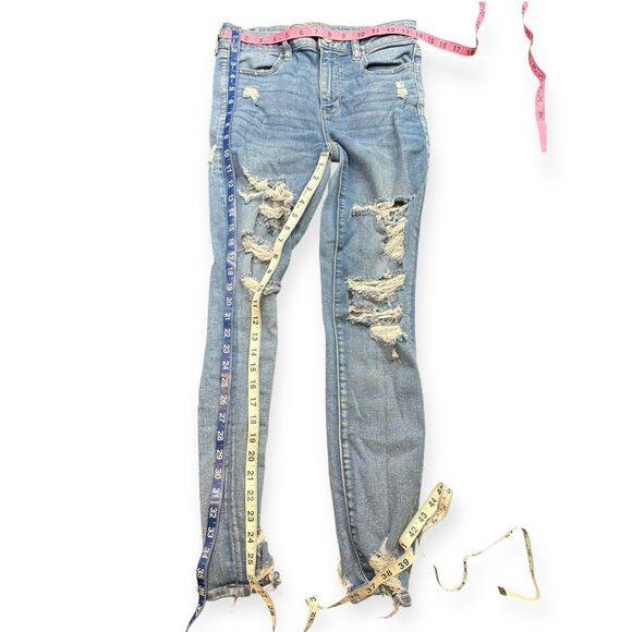 AMERICAN EAGLE Women’s Light Wash Distressed NE(X)T Level Stretch Hi-Rise Jeggin - Picture 6 of 6